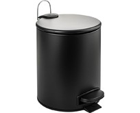 САНАКС 10501 Ведро круглое, 5л, с микролифтом, из нержавеющей стали, с педалью, с плоской крышкой, цвет ЧЕРНЫЙ