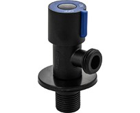 MAGNUS 9281 Кран металлокерамика угловой 1/2 х1/2 , синяя ручка, с отражателем, из нержавеющей стали марки 304, цвет ЧЕРНЫЙ