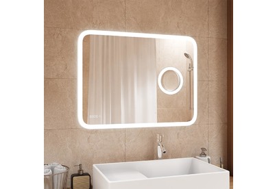 САНАКС 45201 Зеркало 1000 х 700 мм, сенсорное, с внутренней LED подсветкой + 3 х кратная линза + часы