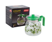 MALLONY Кувшин PENTOLA1200, объем: 1,2 л, из жаропрочного стекла, с пластик ручкой, зеленый (910117)