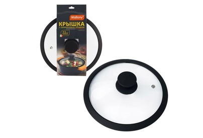 MALLONY Крышка стеклянная с силиконовым ободком CAPPELLO, 22 см диа, сил ручка (003543)