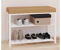 ЗМИ Банкетка Торонто 23S (TORONTO 23S banquet&shoes) цвет каркаса белый, цвет сиденья бежевый БТ23СББ