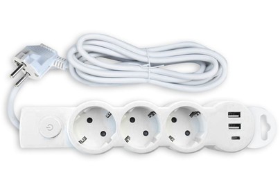 СПУТНИК Mi303USB 2.1A 3роз* 1,5м белый