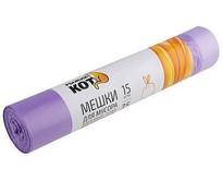 РЫЖИЙ КОТ Мешки д/мусора 35л (15шт./рул) с завязками, ПНД, фиолетовый, 18 мкм (107146)