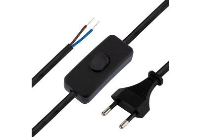 REXANT (111134) Сетевой шнур с выкл. 2х0,75 мм2, 1,8 м черный