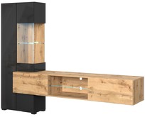 НКМЕБЕЛЬ POINT ТИП70 гостиная Дуб Вотан/Чёрный глянец 71774992 (2 кор.)