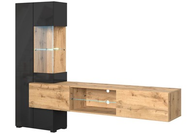 НКМЕБЕЛЬ POINT ТИП70 гостиная Дуб Вотан/Чёрный глянец 71774992 (2 кор.)