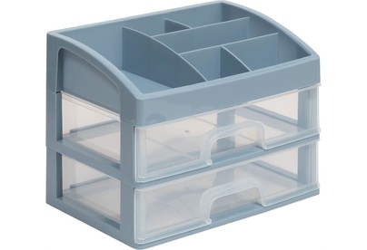 VIOLET для косметики 2 ящика (серосиний/прозрачный) 330249