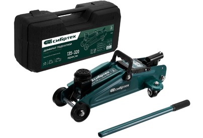 СИБРТЕХ Домкрат гидравлический подкатной, 2 т, 135320 мм, в пласт. кейсе 50835