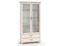 МЕБЕЛЬКОМПЛЕКС Мирелла Шкаф для гостиной двухстворчатый со стеклом Бодега Светлая/Патина