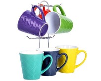 LORAINE 23137 Набор чашек 6 предметов на подставке 350мл