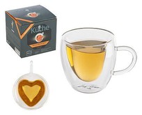 LEONORD Кружка в форме сердца AROMA 300 мл из боросиликатного стекла с двойными стенками