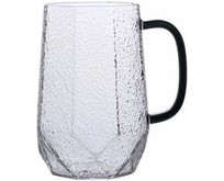 LEONORD Кружка AROMA 430 мл из боросиликатного рельефного стекла, с гранями, с ручкой из цветного стекла (106477)