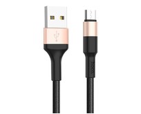 HOCO (6957531080213) X26 USB (m)microUSB (m) 1.0м  черный/золотой