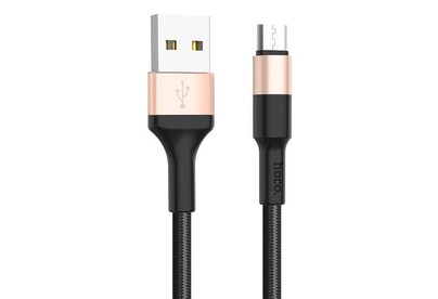 HOCO (6957531080213) X26 USB (m)microUSB (m) 1.0м  черный/золотой