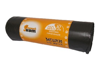 РЫЖИЙ КОТ мешки для мусора особо прочные 120л 10шт/рул (310310)