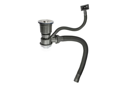 FABIA PROFI 8733 Сифон для мойки большая горловина с переливом, с отводом под сливной шланг и со сьёмной корзинкой для мусора