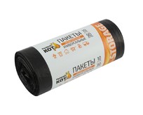 РЫЖИЙ КОТ Пакеты универсальные 90л (10шт./рул.) особо прочные, ПВД, черные, 40мкм (310409)