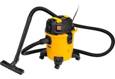DENZEL Пылесос строительный RVC20, 1400 Вт, бак 20 л, шланг 3 м, розетка с автосинхр. 28202