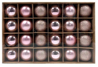 WINTER GLADE Набор ёлочных шаров пластик, 6 см, 24 шт, розовый микс, 6024G006