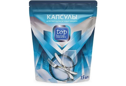 TOP HOUSE Капсулы для посудомоечных машин, 15 шт (180667)