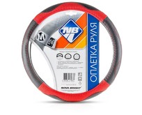 NOVA BRIGHT (M) экокожа, черная с красными перфорированными вставками, красная строчка 47351