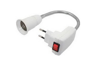 ECOLA APF7SWEAY Переходник вилкапатрон E27 гибкий 300мм c выключателем Белый