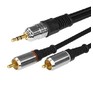 REXANT (174224) ШНУР СТЕРЕО 3,5 ММ  2 RCA, ДЛИНА 3 МЕТРА (GOLDМЕТАЛЛ)