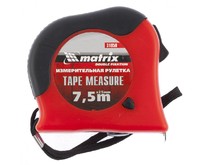 MATRIX Рулетка Double fixation,7,5 м х 25 мм,обрезиненный корпус,двойная плавная фиксация 31058