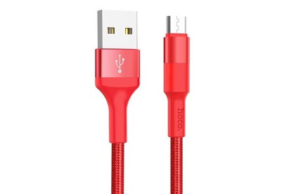 HOCO (6957531080220) X26 USB (m)microUSB (m) 1.0м  красный/черный