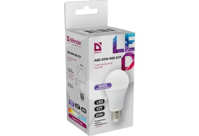 DEFENDER (95035) A6020W865E27 груша, холодный дневной, 1 шт