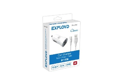 EXPLOYD EXZ587 TYPEC 3.4А 2.4А+1А 2хUSB белый
