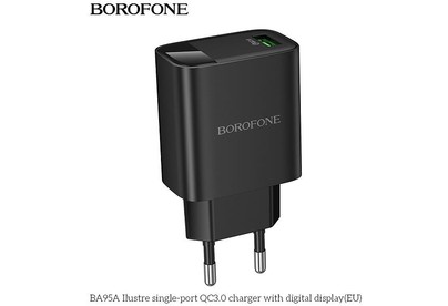 BOROFONE (6941991120428) BA95A СЗУ 1USB 3.0A QC3.0 18W , черный