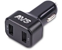 AVS UC523 USB 2 порта (3А,черный) с вольтметром