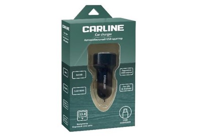 CARLINE CH2UVM адаптер с вольтметром 2хUSB 3.4A Max в прикуриватель 12/24В черный в коробке