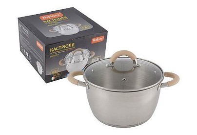 MALLONY Кастрюля Fortuna, объем 4,5 л, из нерж стали с крышкой (007220)