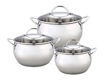 WEBBER BE335/6 Набор посуды из нерж.стали 6 пр. 2,0л, 2,8л, 3,8л