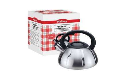 MALLONY Чайник из нерж. стали MAL066, 3 литра, цельнометаллический, матовый,со свистком (910086)