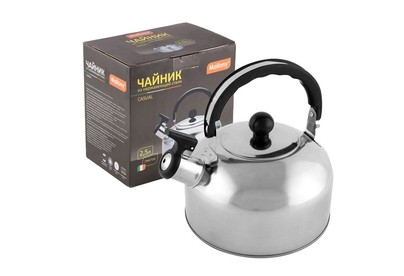 MALLONY Чайник Casual, объем 2.5 л, из нерж стали со свистком, зеркальная полировка (007297)