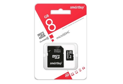 SMARTBUY (SB8GBSDCL401) MicroSDHC 8GB Сlass4 + адаптер