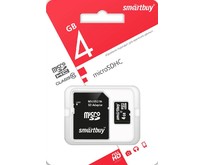 SMARTBUY (SB4GBSDCL1001) MicroSDHC 4GB Class10 + адаптер