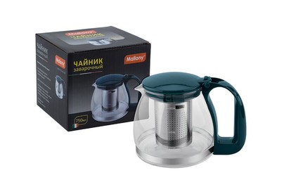 MALLONY Чайник заварочный DECOTTOAS750, объем: 0,75 л, с пластик ручкой, фильтр из нерж стали (910111)