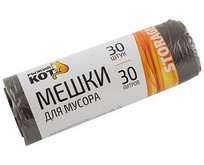 РЫЖИЙ КОТ Мешки д/мусора 30л (30шт./рул.), ПНД, черные (003930)