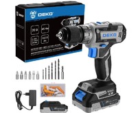 DEKO DKCD20V ONE + в кейсе + набор 63 инструмента для дома, 20В, 2x2.0Ач 0831038
