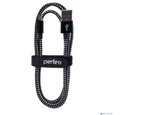 PERFEO (U4801) USB A вилка  Micro USB вилка, чернобелый, длина 1 м