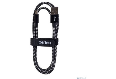 PERFEO (U4801) USB A вилка  Micro USB вилка, чернобелый, длина 1 м