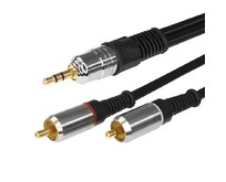REXANT (174224) ШНУР СТЕРЕО 3,5 ММ  2 RCA, ДЛИНА 3 МЕТРА (GOLDМЕТАЛЛ)