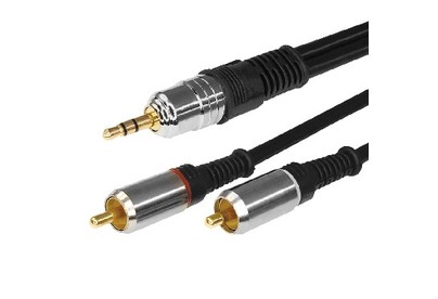 REXANT (174224) ШНУР СТЕРЕО 3,5 ММ  2 RCA, ДЛИНА 3 МЕТРА (GOLDМЕТАЛЛ)
