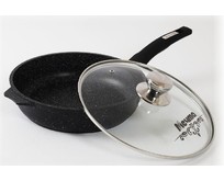 МЕЧТА С28802 Гранит black 28см несъемная ручка стеклянная крышка