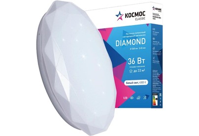 КОСМОС KCDiam36W_4000 Classic DIAMOND 36Вт/230В/4000K/2340Лм 368х65 мм